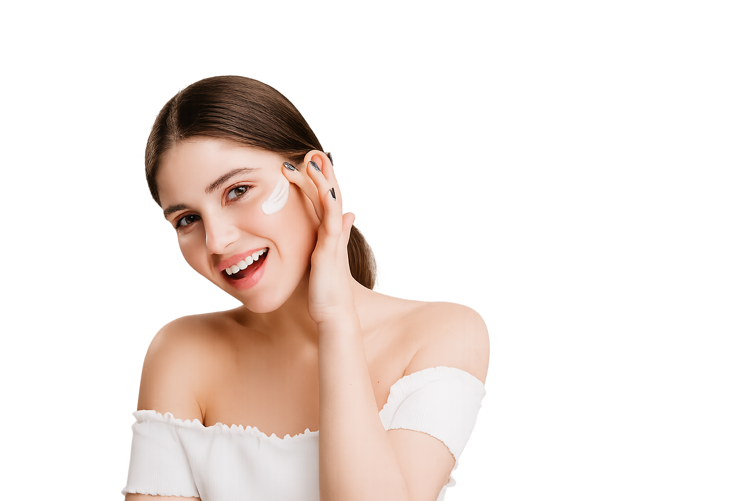 Woman applying skincare cream